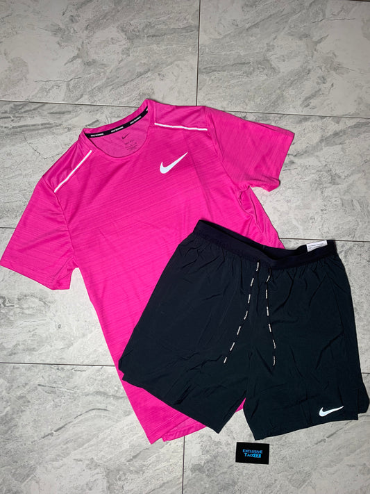 Nike miler set hot pink black flex strides
